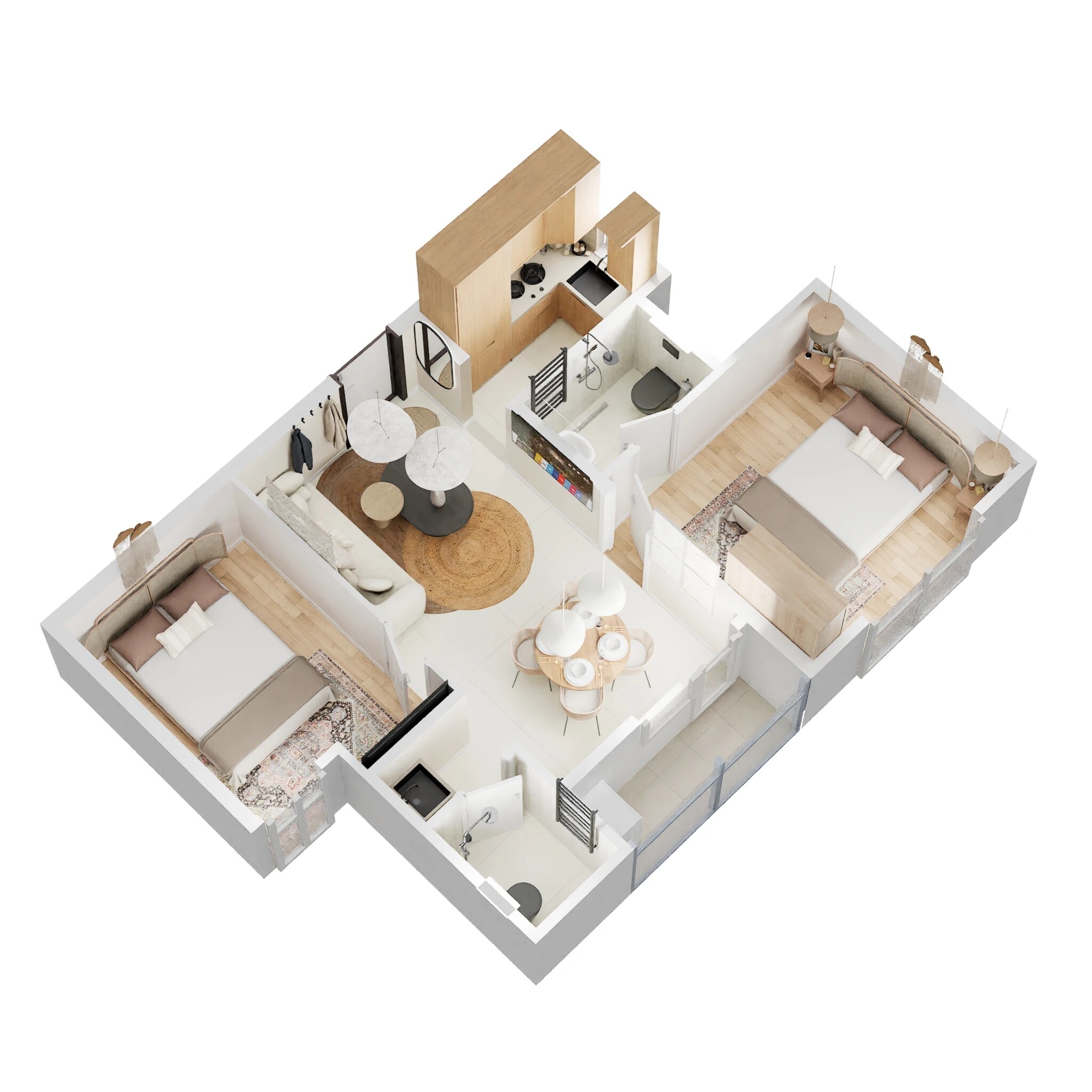 Floor plan of 2 BHK 730 Sq. Ft. Apartment in Urbanrise Codename New Porur, Chennai