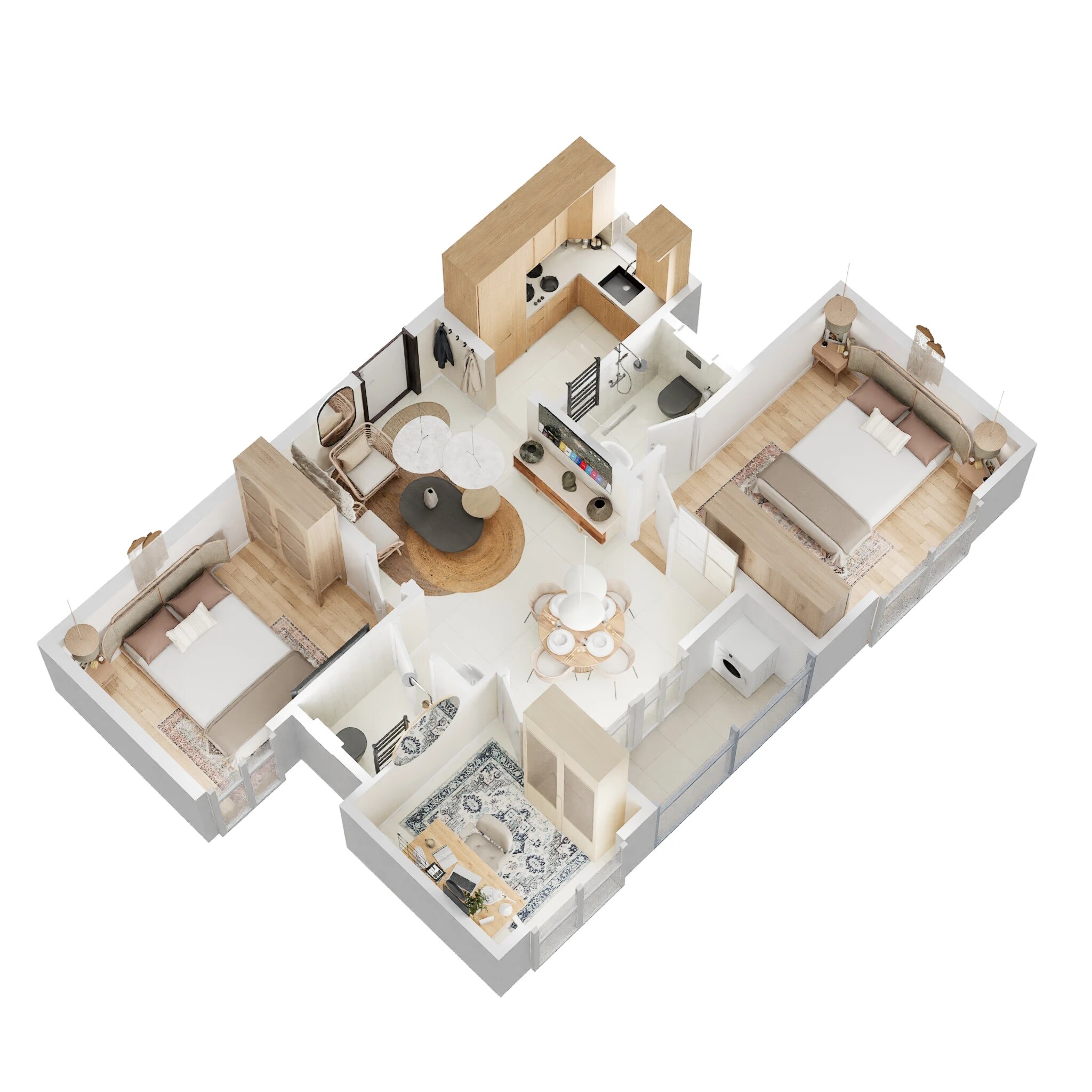 Floor plan of 3 BHK 885 Sq. Ft. Apartment in Urbanrise Codename New Porur, Chennai