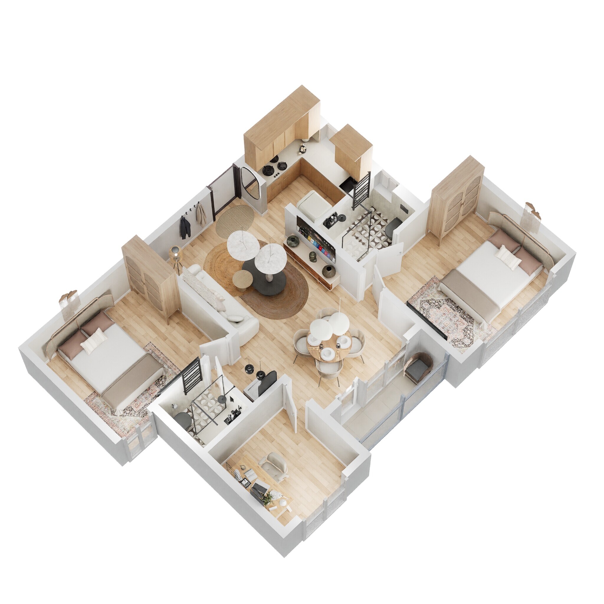 Floor plan of 3 BHK 1033 Sq. Ft. Apartment in Urbanrise The World of Joy Chennai, Chennai