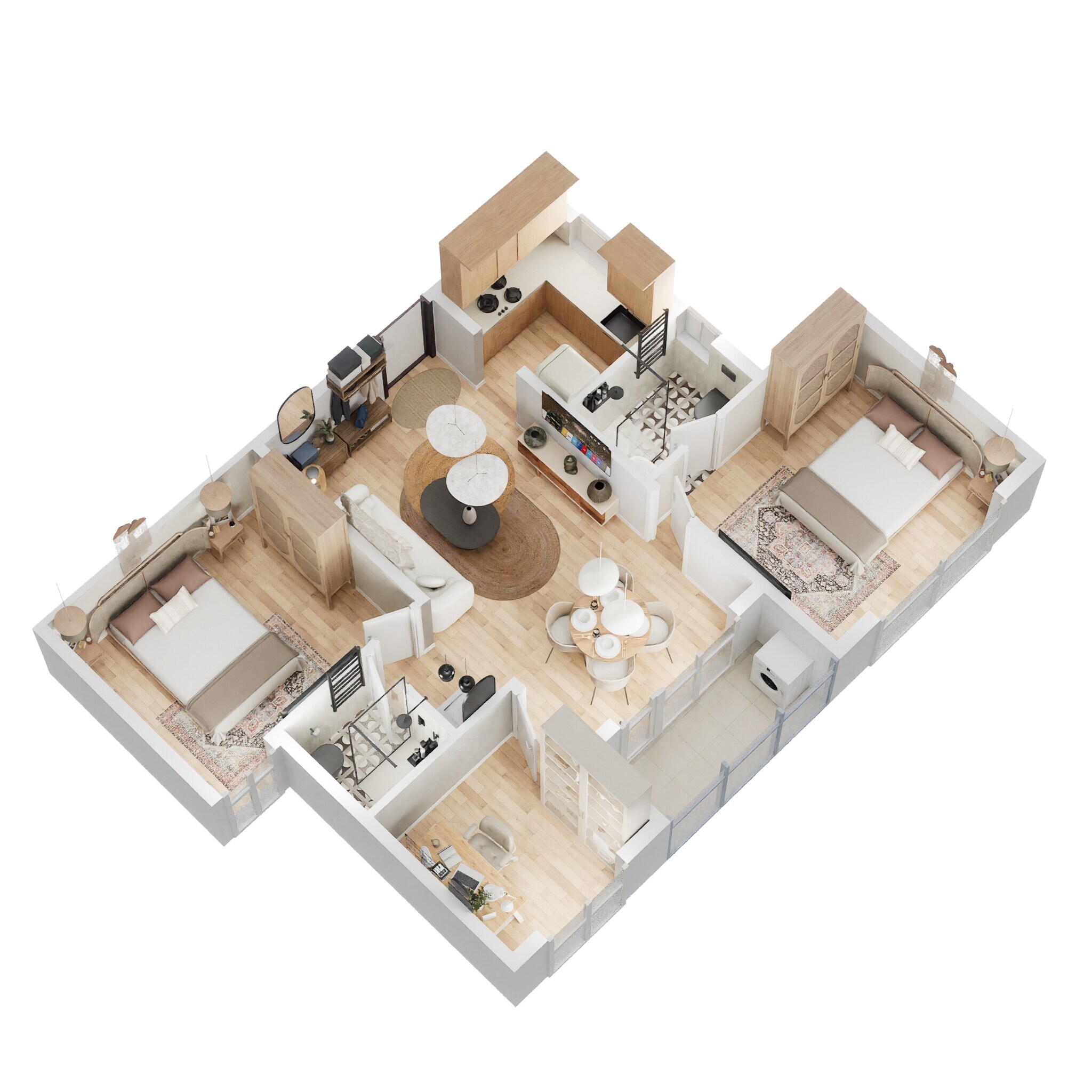 Floor plan of 3 BHK 1086 Sq. Ft. Apartment in Urbanrise The World of Joy Chennai, Chennai