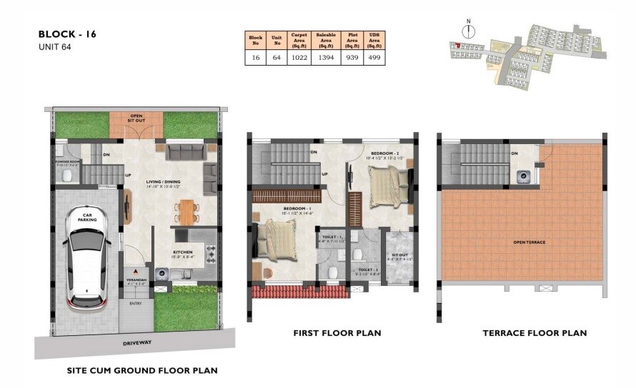 Floor plan of 2 BHK 1394 Sq. Ft. Villa in VGN Aspire Gardens, Chennai