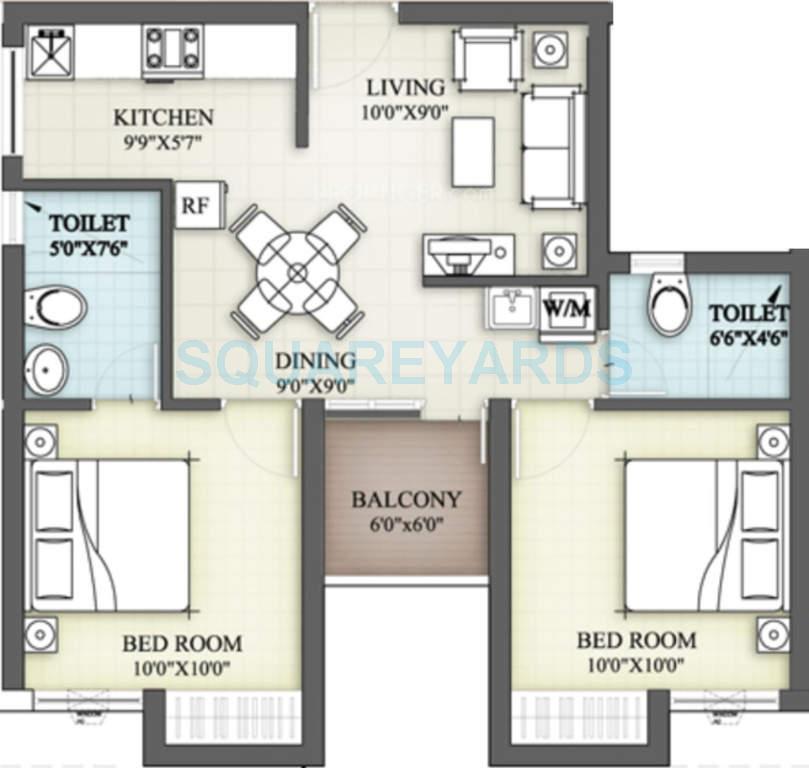 2 BHK 749 Sq. Ft. Apartment in VGN Brixton