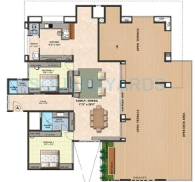 Floor plan of 2 BHK 2251 Sq. Ft. Apartment in VGN Coasta, Chennai