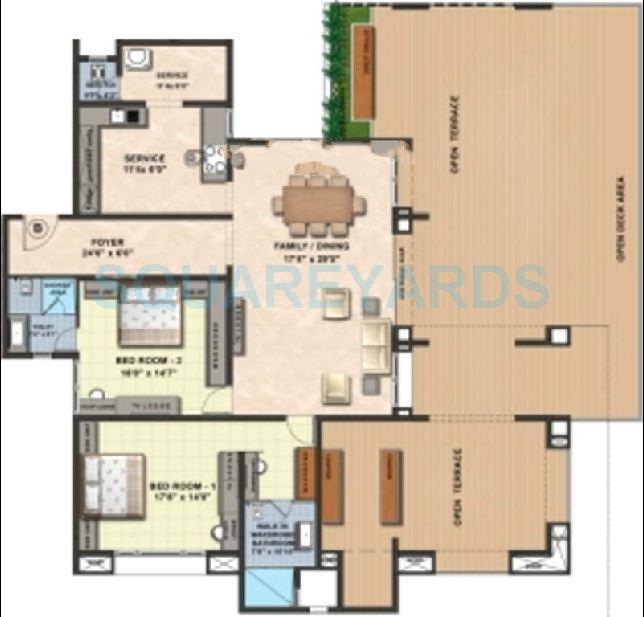 Floor plan of 2 BHK 2311 Sq. Ft. Apartment in VGN Coasta, Chennai