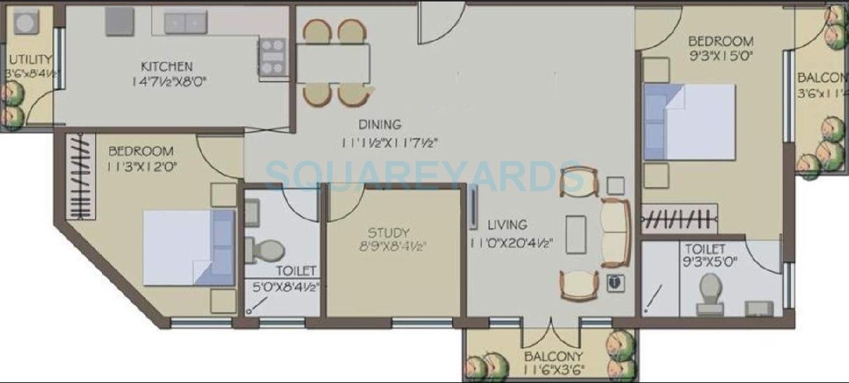2 BHK 1326 Sq. Ft. Apartment
