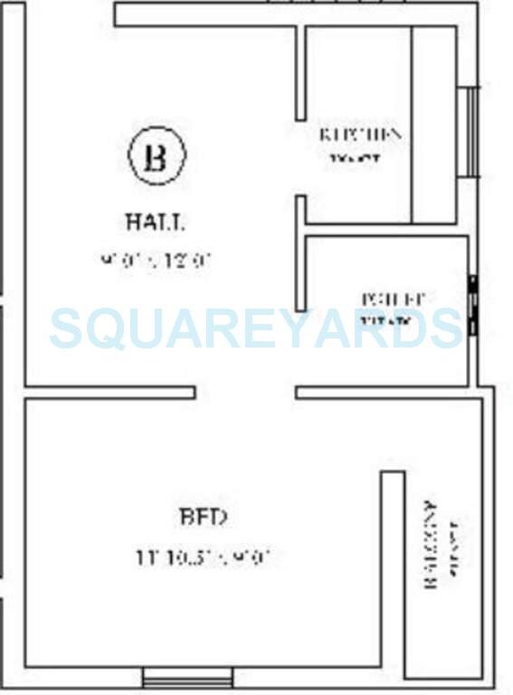 Floor plan of 1 BHK 445 Sq. Ft. Apartment in VGN Royal Enclave, Chennai
