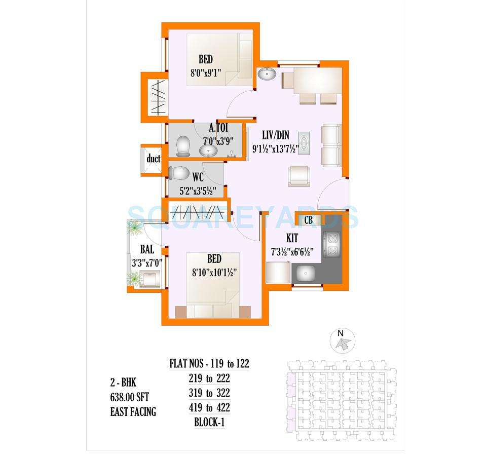 2 BHK 638 Sq. Ft. Apartment in VGN Royale