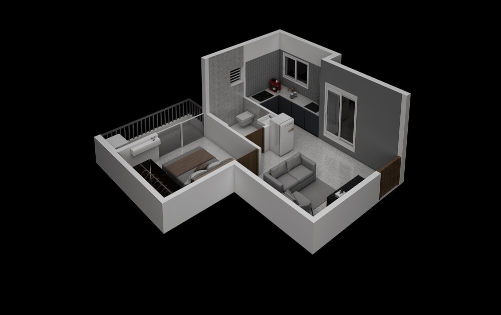 Floor plan of 1 BHK 353 Sq. Ft. Apartment in Vijay Raja VRX 360, Chennai