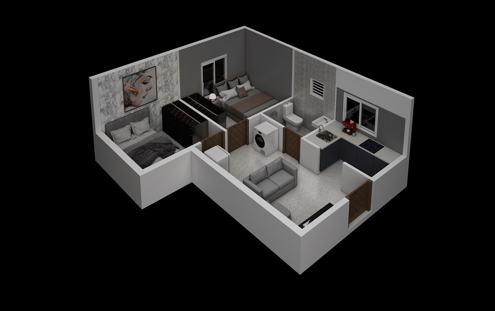 Floor plan of 2 BHK 561 Sq. Ft. Apartment in Vijay Raja VRX 360, Chennai