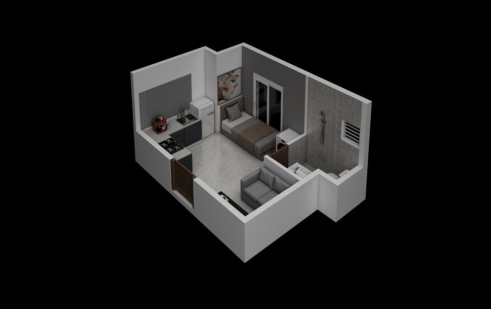 Floor plan of 261 Sq. Ft. Studio in Vijay Raja VRX 360, Chennai