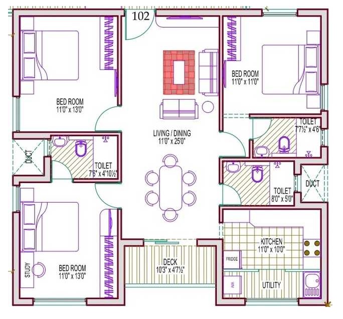 Vikaan Hayagriva Apartments 3 BHK Layout