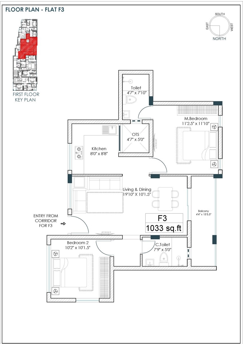 2 BHK 1033 Sq. Ft. Apartment in Vinoth Venya