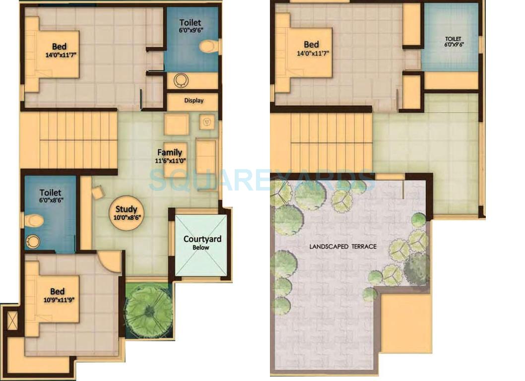 Floor plan of 4 BHK 1500 Sq. Ft. Villa in VIP Grand Ellora, Chennai