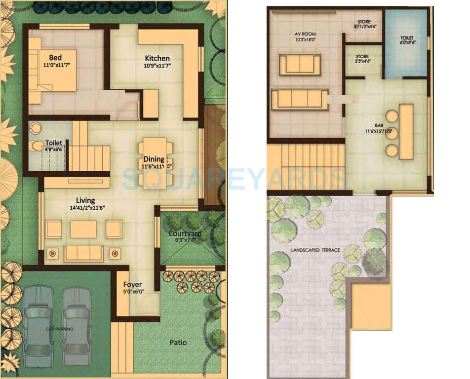 Floor plan of 4 BHK 1800 Sq. Ft. Villa in VIP Grand Ellora, Chennai