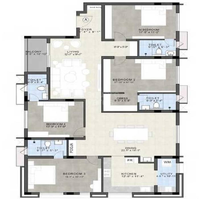 4 BHK 1969 Sq. Ft. Apartment in Vishranthi Prajna