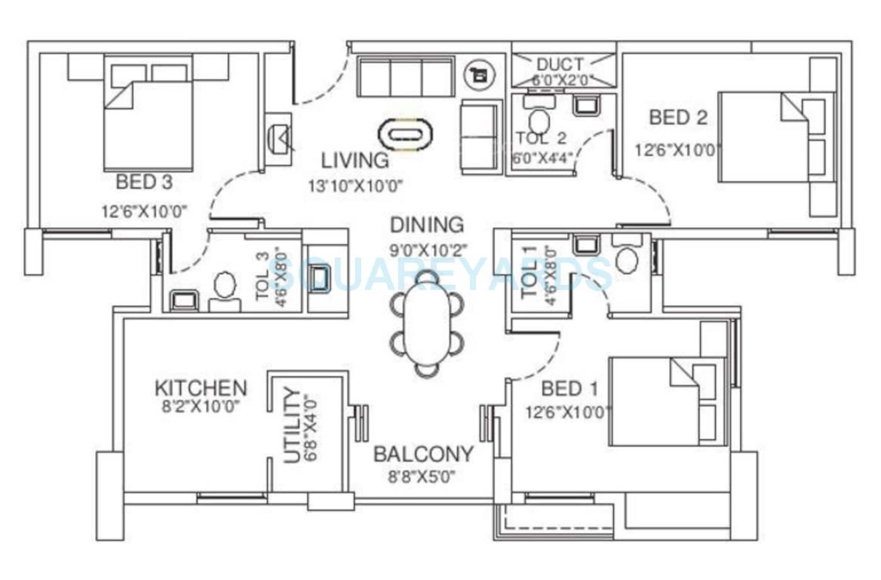 vishwakarma properties sky park apartment 3bhk 1377sqft1