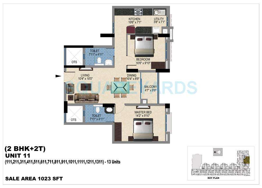 2 BHK 1023 Sq. Ft. Apartment in Vishwakarma Properties Skypod