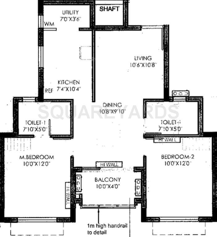 Floor plan of 2 BHK Apartment - 984 sq. ft. in XS Real Barcelona, Chennai