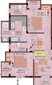 Floor plan of 2 BHK 953 Sq. Ft. Apartment in XS Real Vibe, Chennai