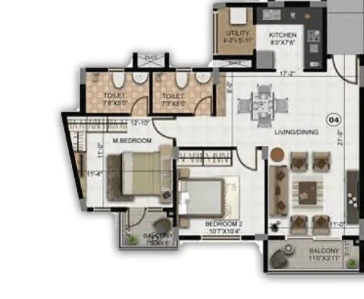 1 BHK 542 Sq. Ft. Apartment