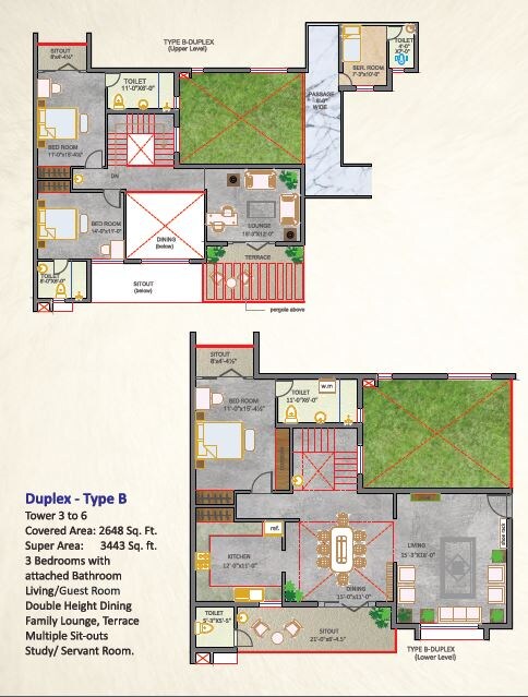 Floor plan of 3 BHK 3443 Sq. Ft. Apartment in Aradhana Greens, Dehradun