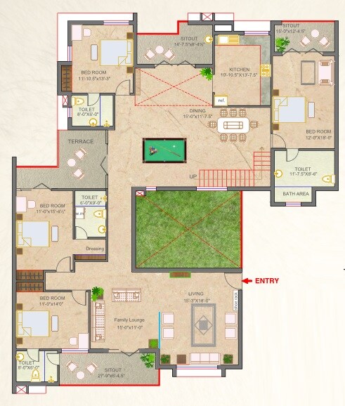 Floor plan of 4 BHK 4820 Sq. Ft. Penthouse in Aradhana Greens, Dehradun