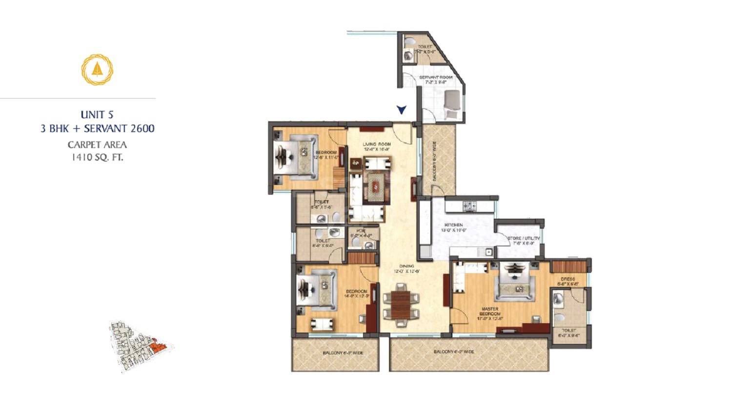 3 BHK 2600 Sq. Ft. Apartment