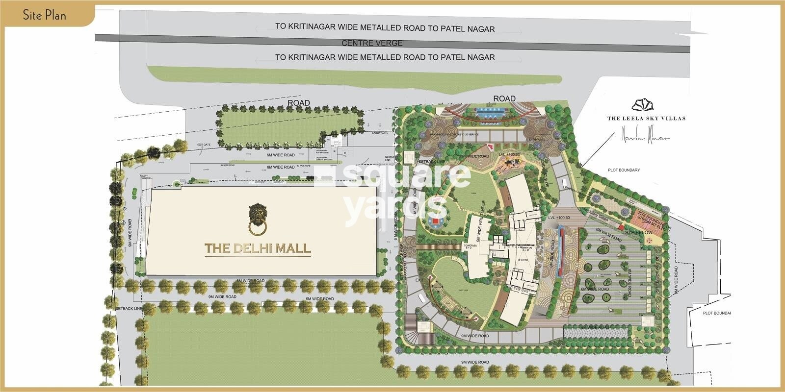 Raheja-Navin-Minar_an aerial view of a building with a train on it
