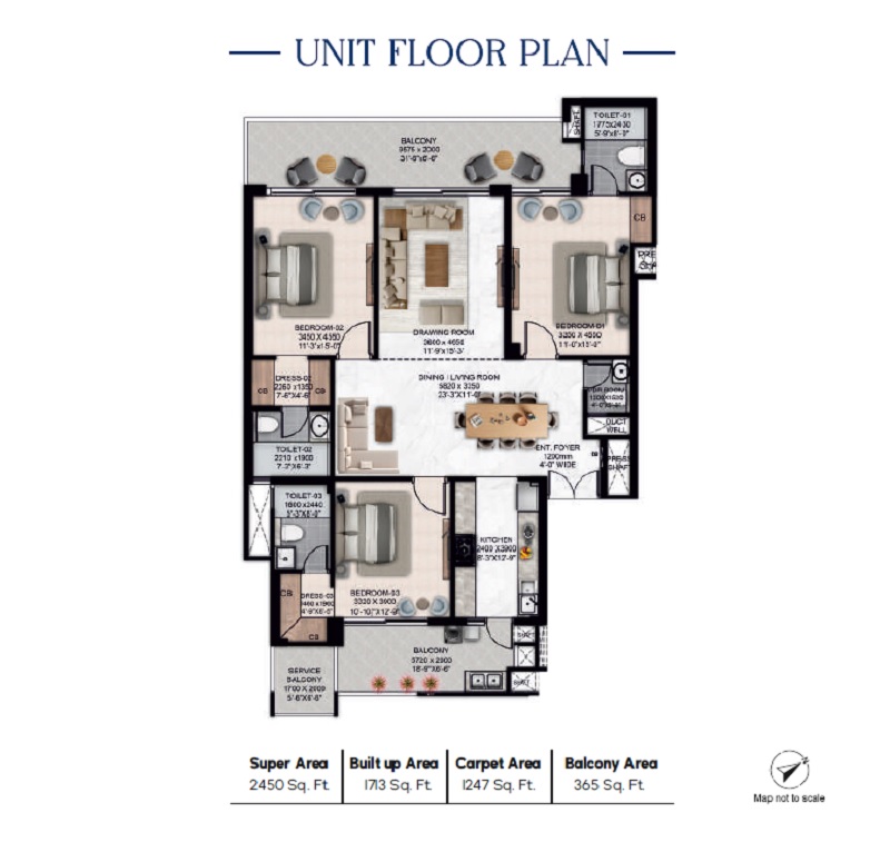 3 BHK 2450 Sq. Ft. Apartment in CRA Maxvel AL Vista