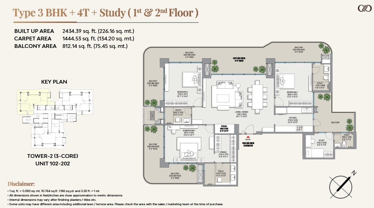 3 BHK 2434 Sq. Ft. Apartment