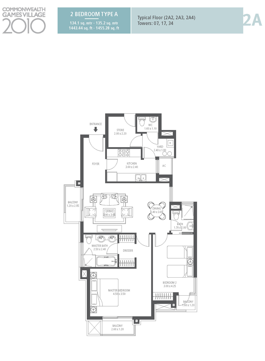 emaar mgf commonwealth games village apartment 2bhk 1464sqft