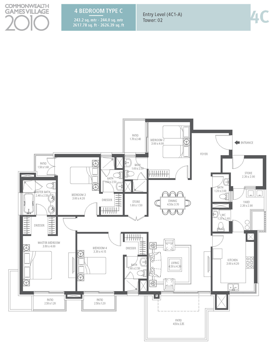 emaar mgf commonwealth games village apartment 4bhk 2626sqft