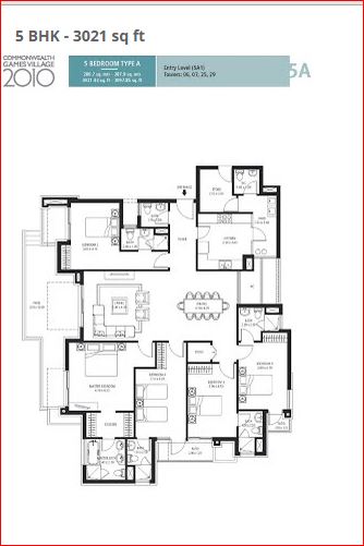 emaar mgf commonwealth games village apartment 5bhk 3021sqft
