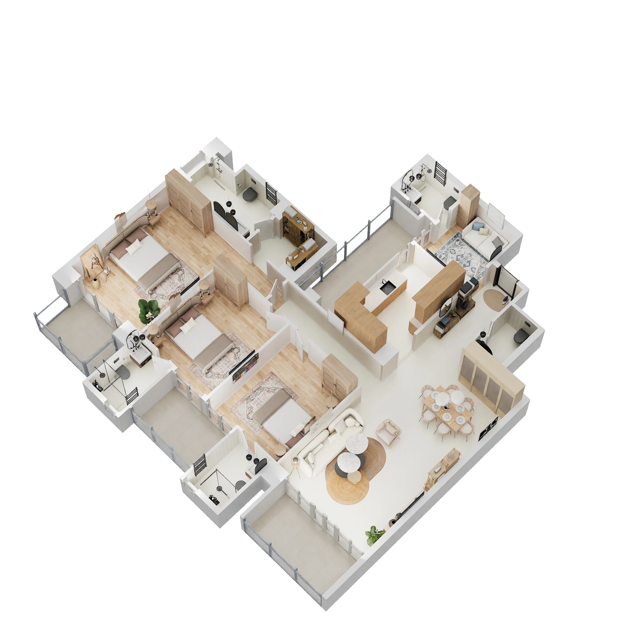 Floor plan of 3 BHK 2201 Sq. Ft. Apartment in Godrej Connaught One, Delhi