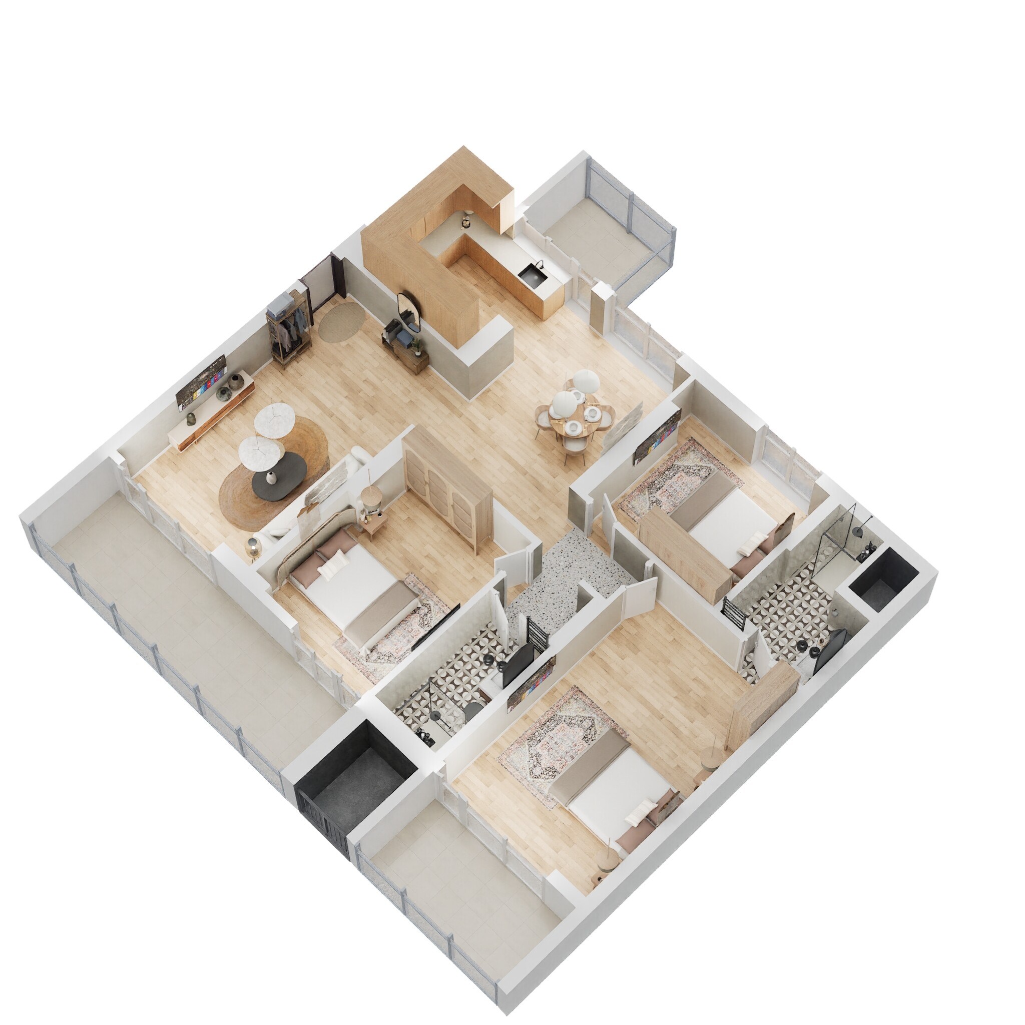 Floor plan of 2 BHK 1445 Sq. Ft. Apartment in Godrej South Estate Okhla, Delhi