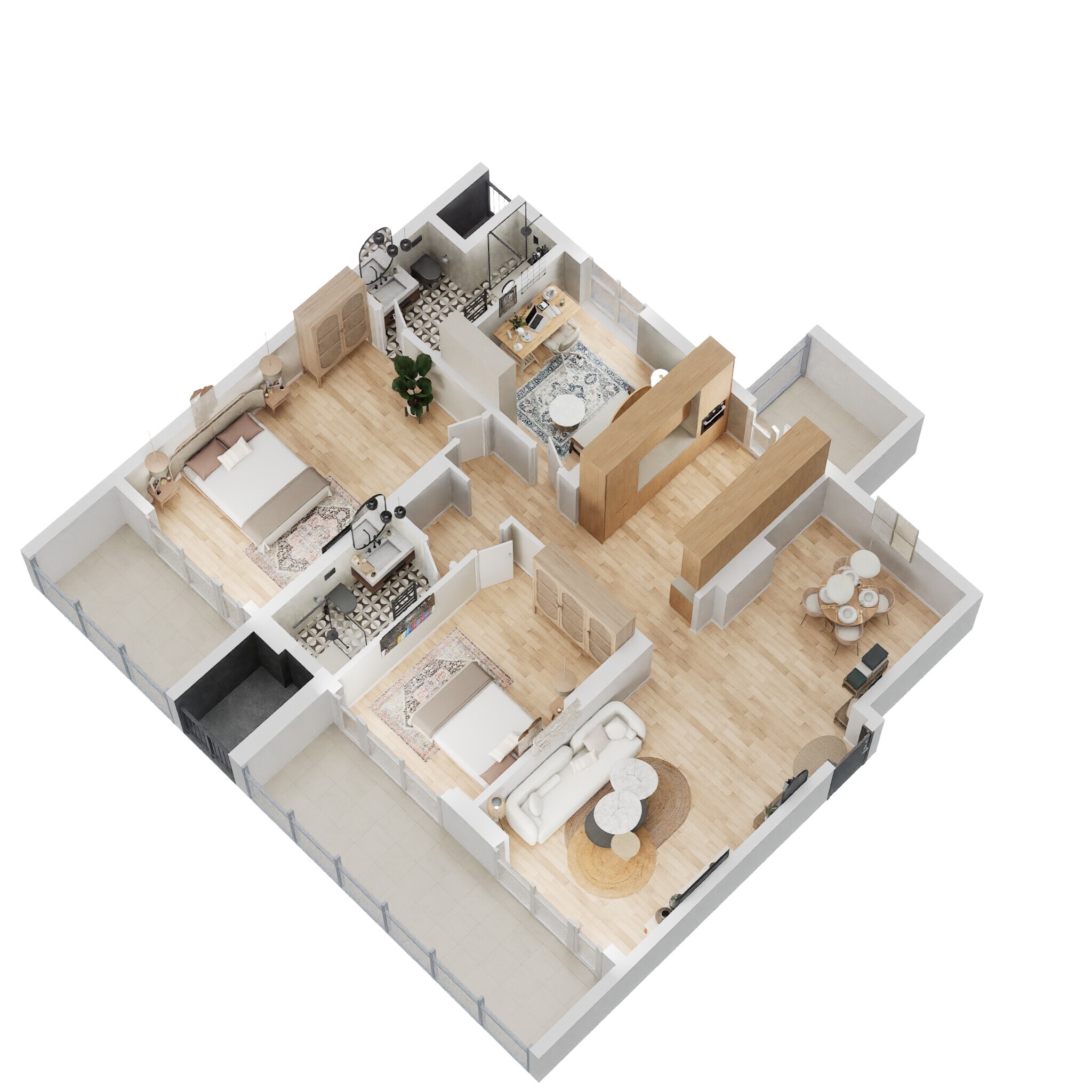 Floor plan of 2 BHK 1446 Sq. Ft. Apartment in Godrej South Estate Okhla, Delhi