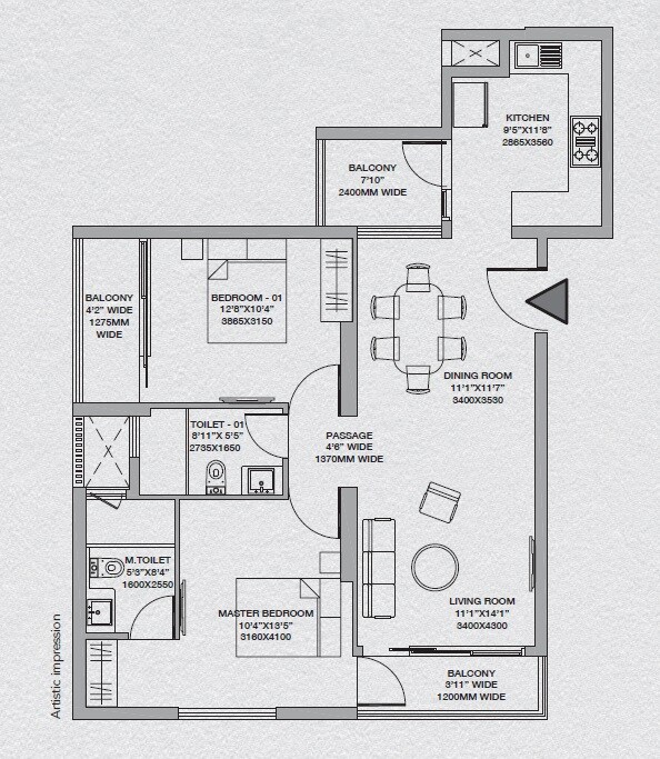  2 BHK Apartment at Godrej South Estate Okhla, Okhla – for Sale