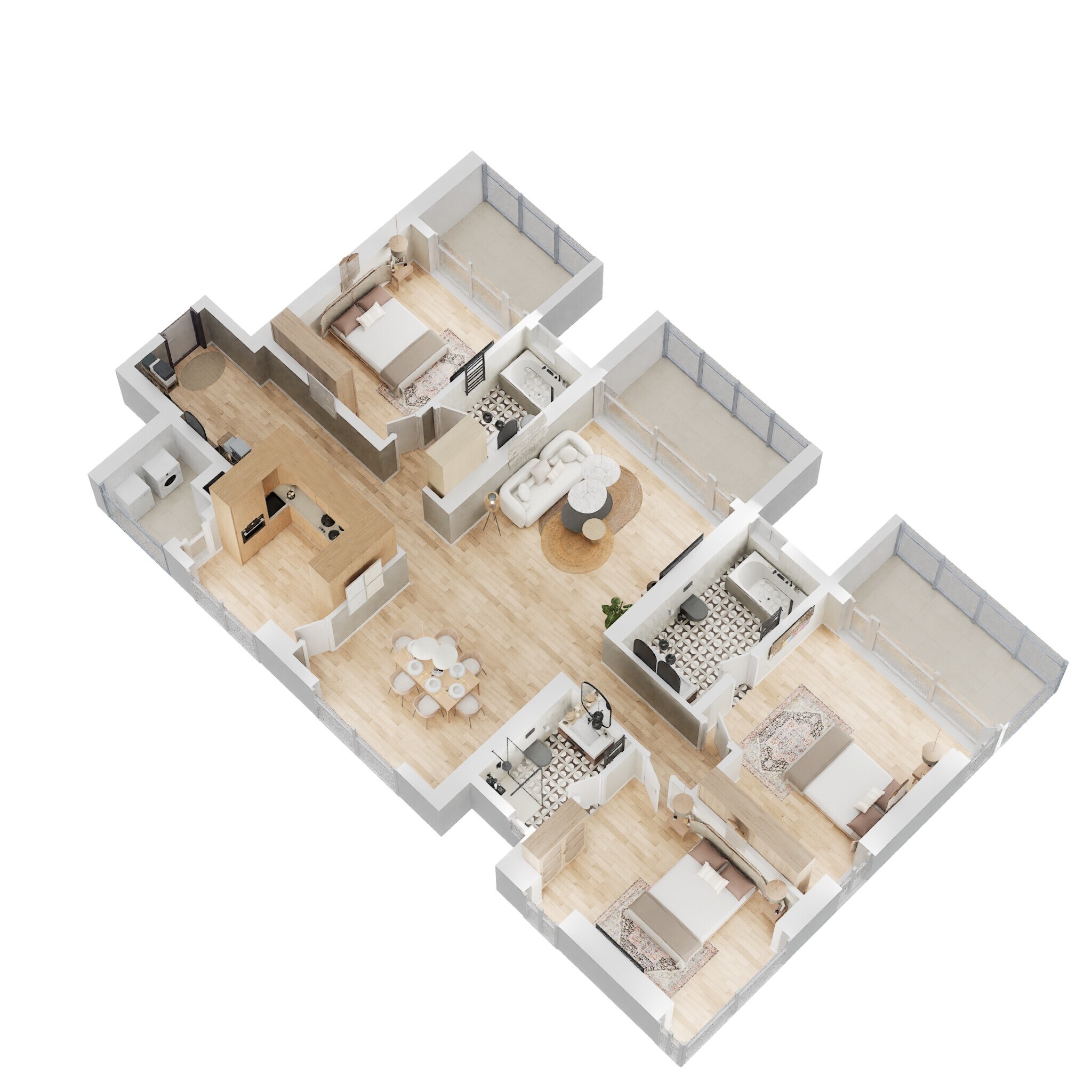 Floor plan of 3 BHK 2296 Sq. Ft. Apartment in Godrej South Estate Okhla, Delhi