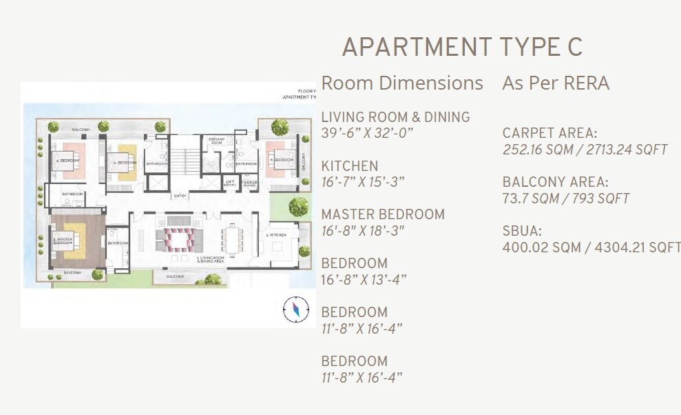 Floor plan of 4 BHK 4309 Sq. Ft. Apartment in Indo Rang Homes, Delhi
