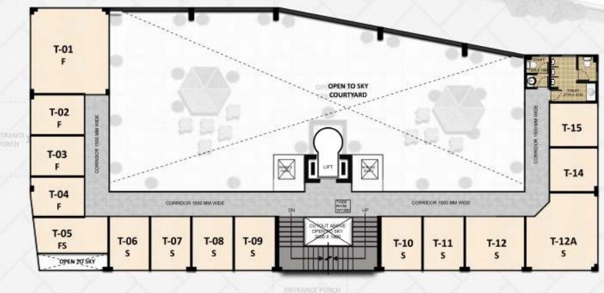Floor plan of 533 Sq. Ft. Retail Shop in KW Blue Pearl, Delhi