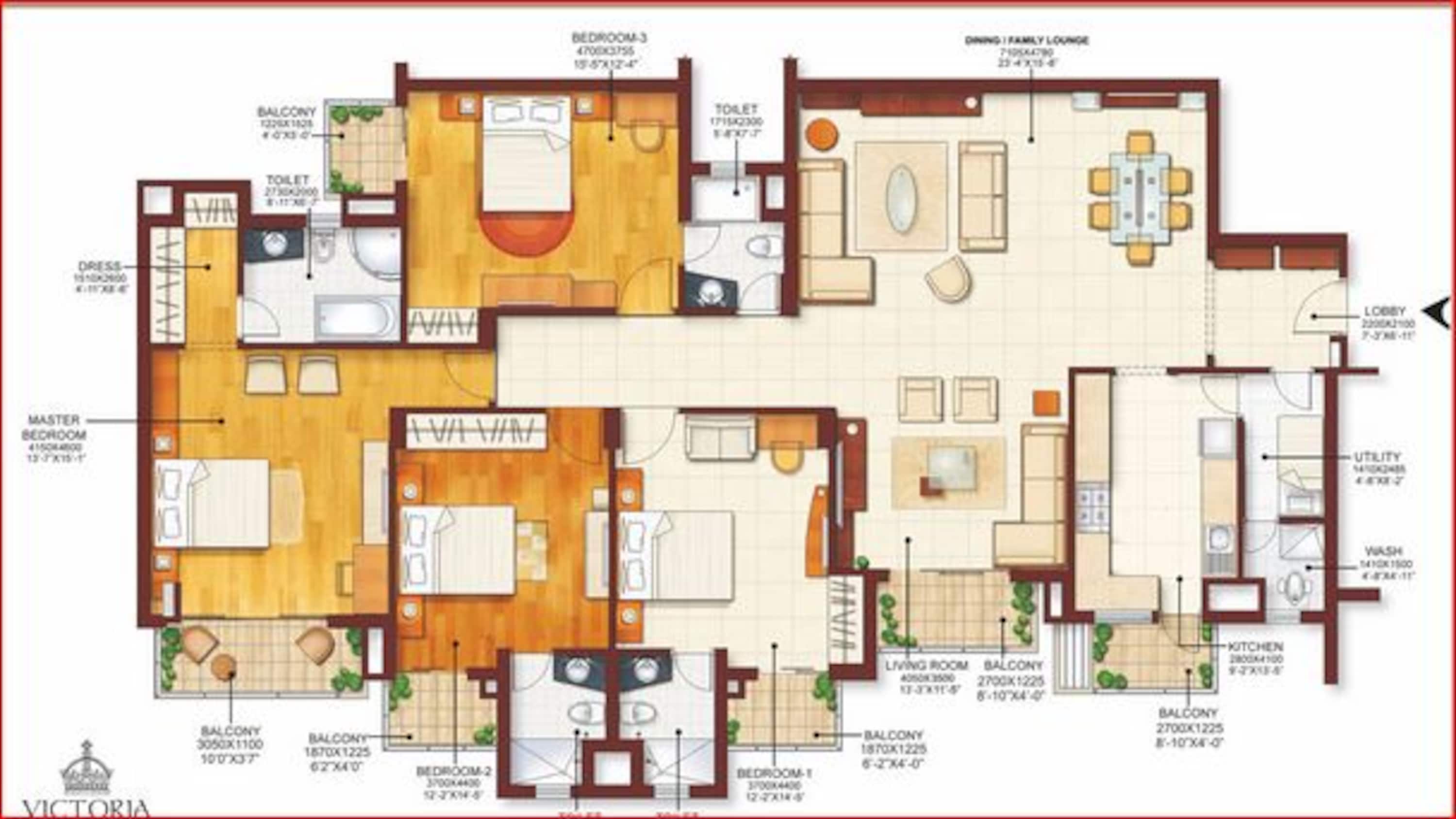 m2k victoria gardens apartment 4bhk 3450sqft