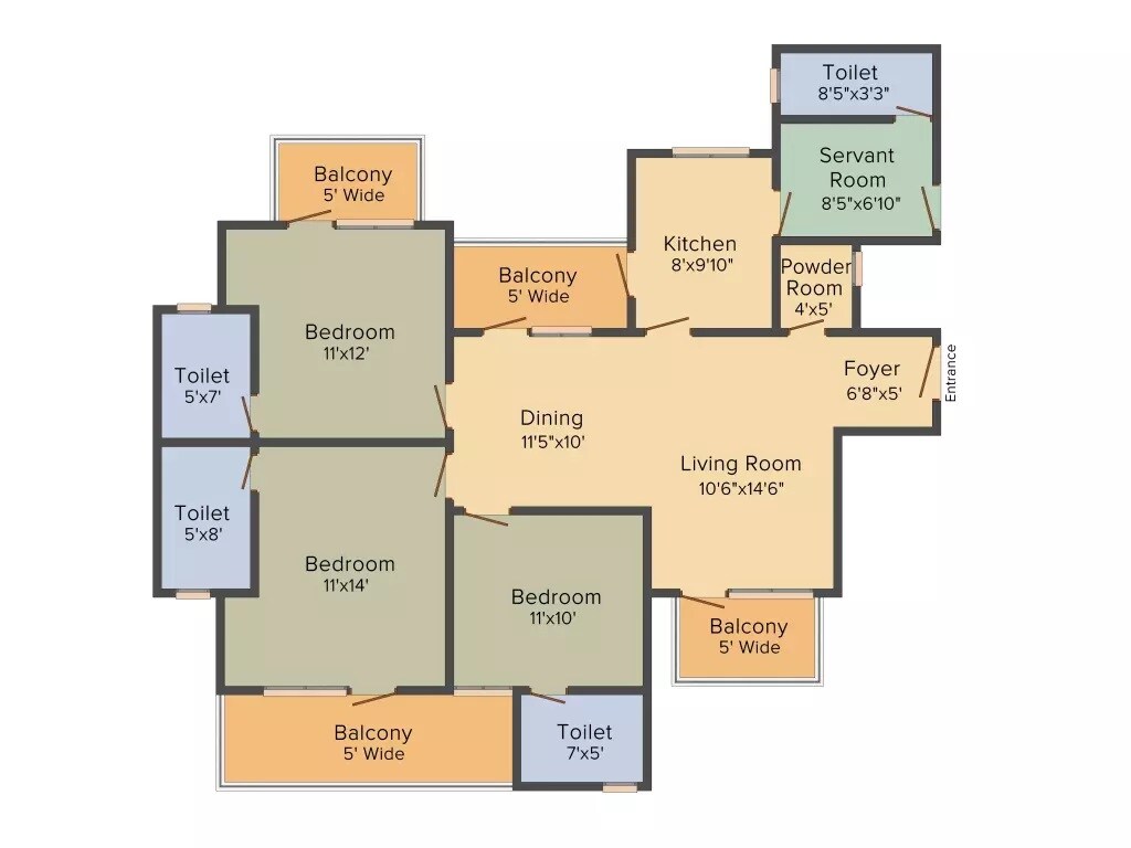 3 BHK 1650 Sq. Ft. Apartment