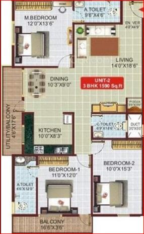 okd krishna apartment apartment 3bhk 1590sqft