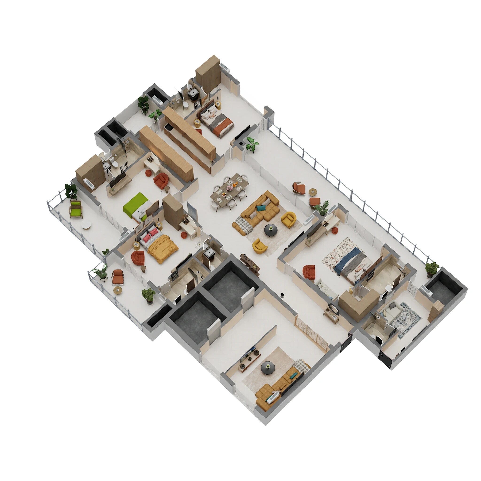 Floor plan of 4 BHK 4460 Sq. Ft. Apartment in Ozar 96, Delhi