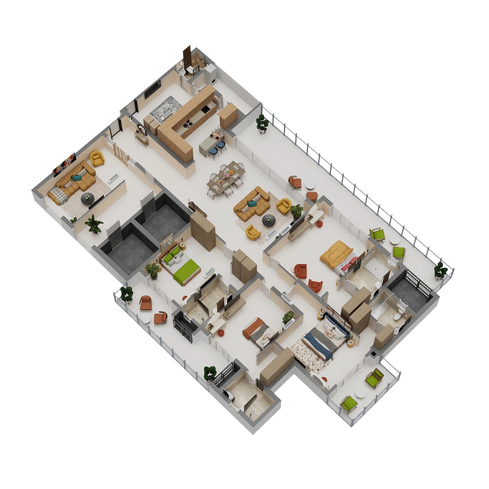 Floor plan of 4 BHK 4890 Sq. Ft. Apartment in Ozar 96, Delhi