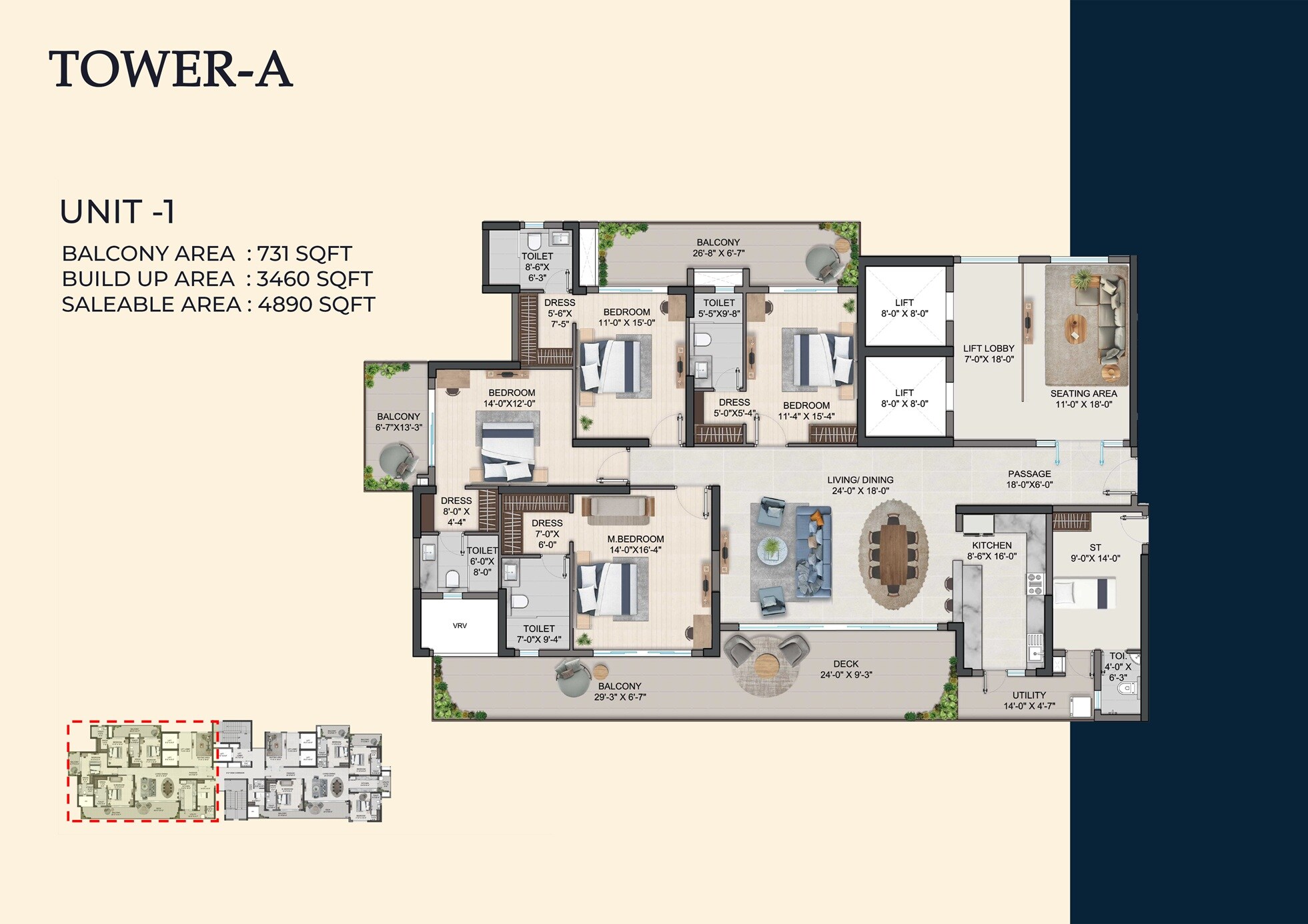 4 BHK 4890 Sq. Ft. Apartment