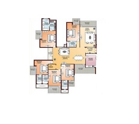 Floor plan of 6 BHK 9615 Sq. Ft. Apartment in Parsvnath La Tropicana, Delhi