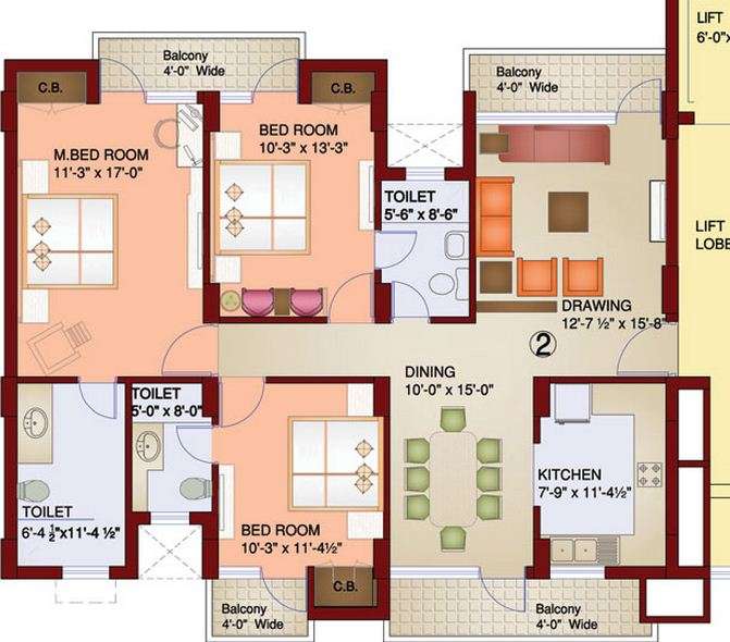 parsvnath paramount apartment 3bhk 1715sqft