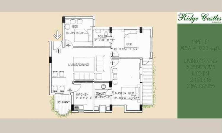 raheja ridge castle apartment 3bhk 1525sqft