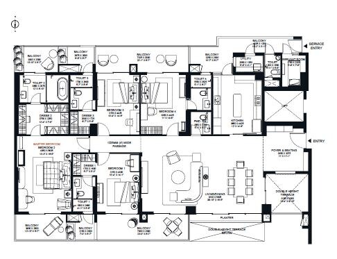 Floor plan of 4 BHK 4046 Sq. Ft. Apartment in Risland Sky Mansion, Delhi